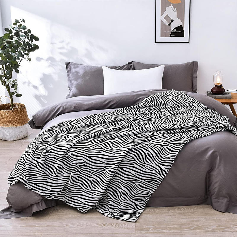 Oversized Animal-Print Reversible Flannel Blanket