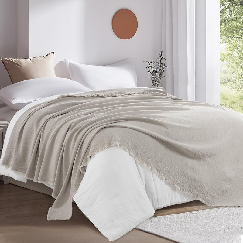 Summer Double Stonewashed Linen Lightweight Blanket