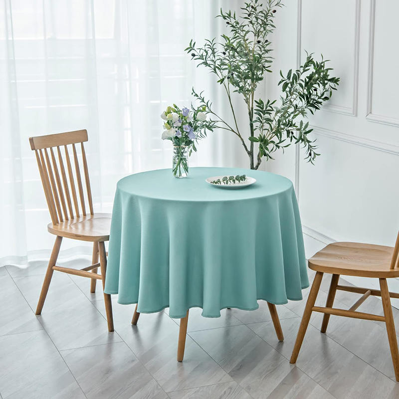 Round Cotton Dining Room Solid Color Tablecloth