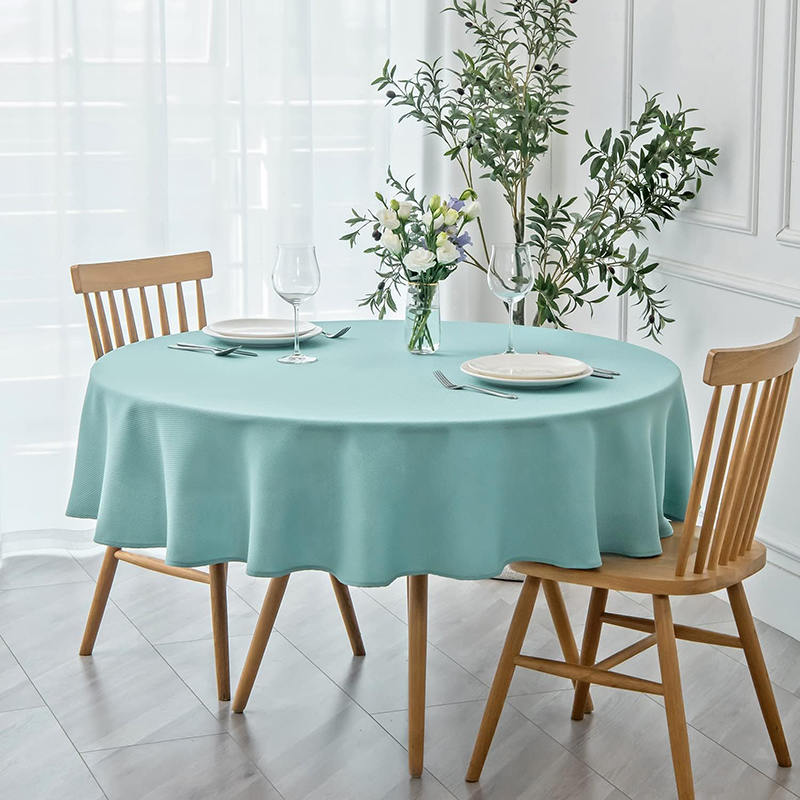 Round Cotton Dining Room Solid Color Tablecloth