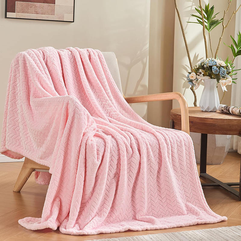 Sofa Pink Machine Washable Flannel Blanket