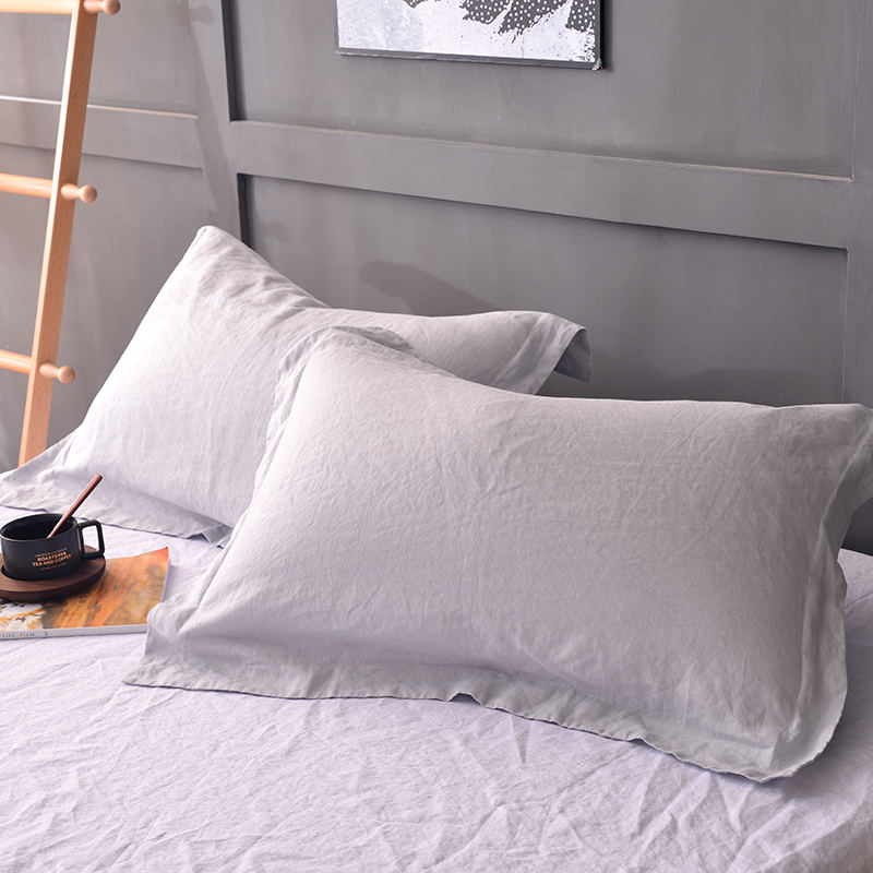 Natural Color Simple Two Stone pure Washed Linen Sheet Set